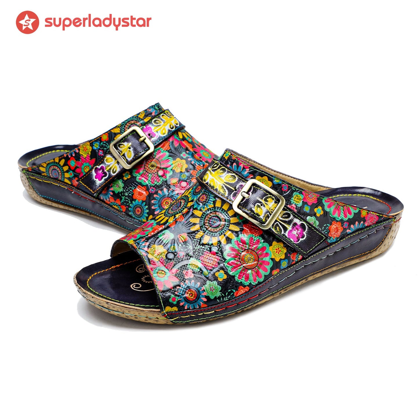 Retro Handmade Printed Colorful Sandals