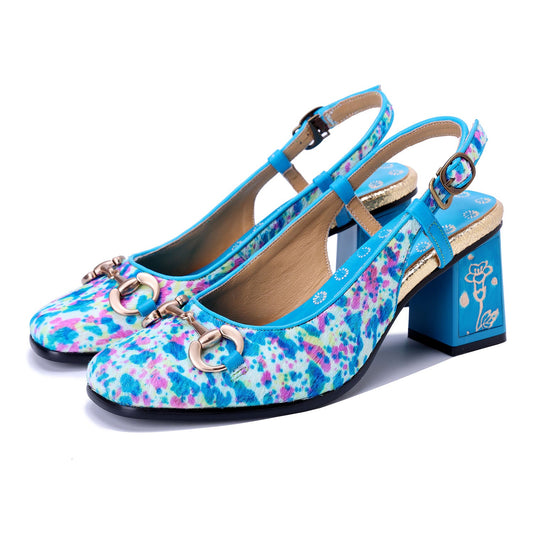 Handmade Bohemian Blue Sweet Square Toed Sandals