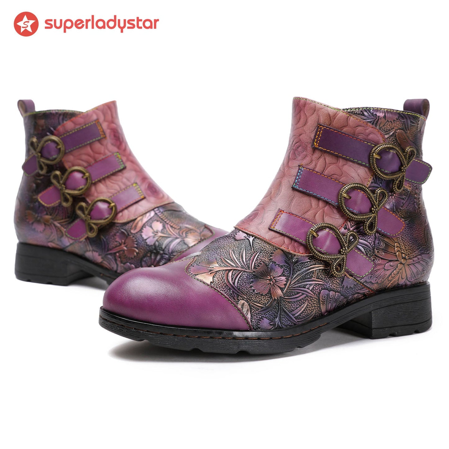 Genuine Leather Hand Painted Boots