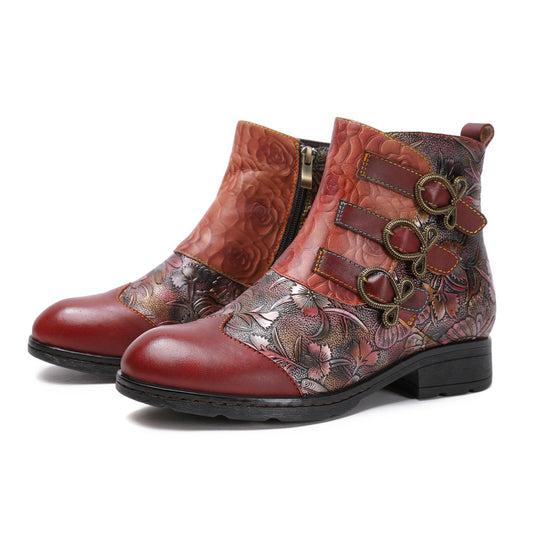 Genuine Leather Hand Painted Boots