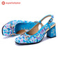 Handmade Bohemian Blue Sweet Square Toed Sandals