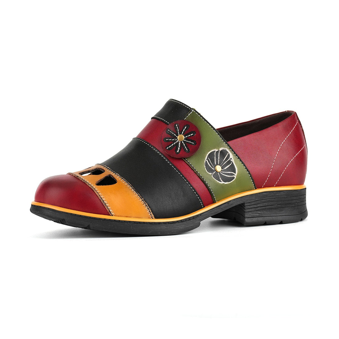 Floral Color-Block Loafers Flats