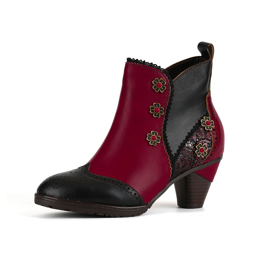 Noble Rose Embroidered Ankle Boots