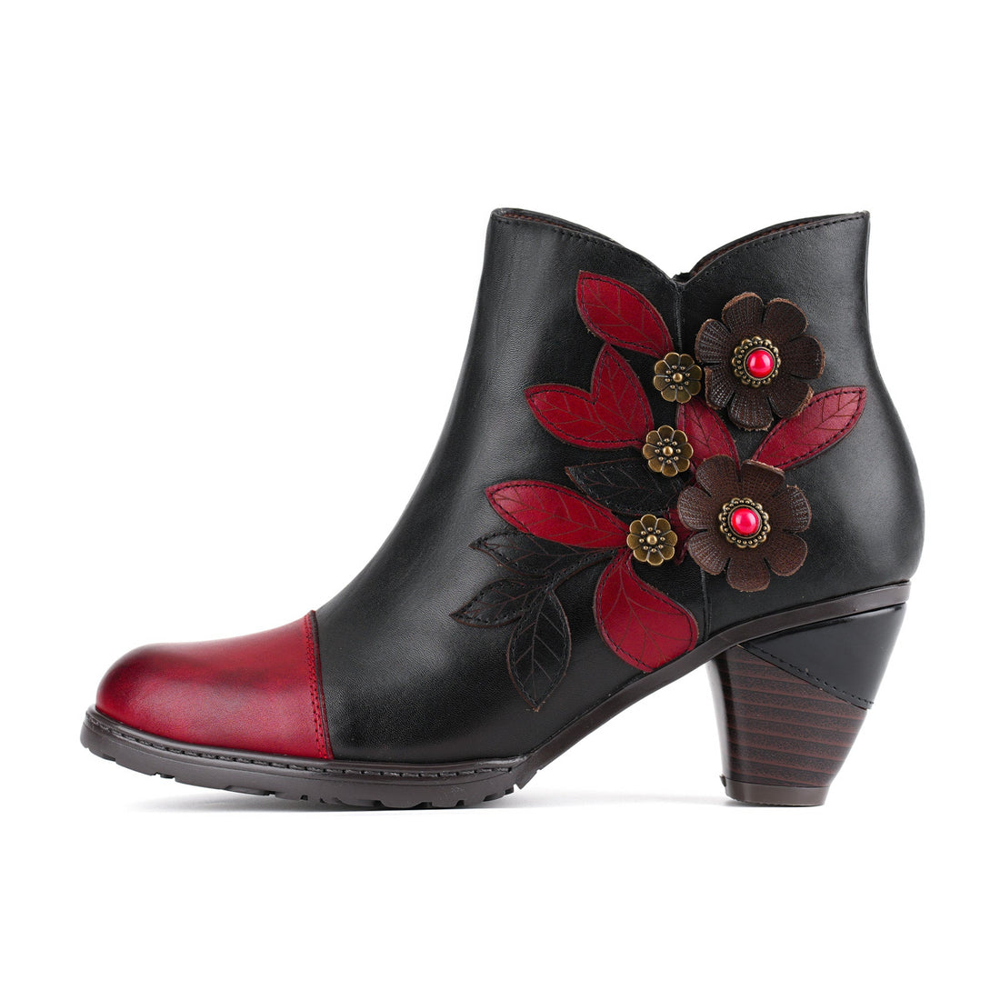 Metcandy Retro Boho Floral Charm Ankle Boots