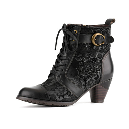 Metcandy Timeless Grace Floral Ankle Boots