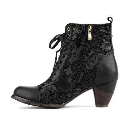 Metcandy Timeless Grace Floral Ankle Boots