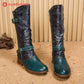 Retro Painted Buckle Flat Tall Boots