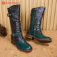 Retro Painted Buckle Flat Tall Boots