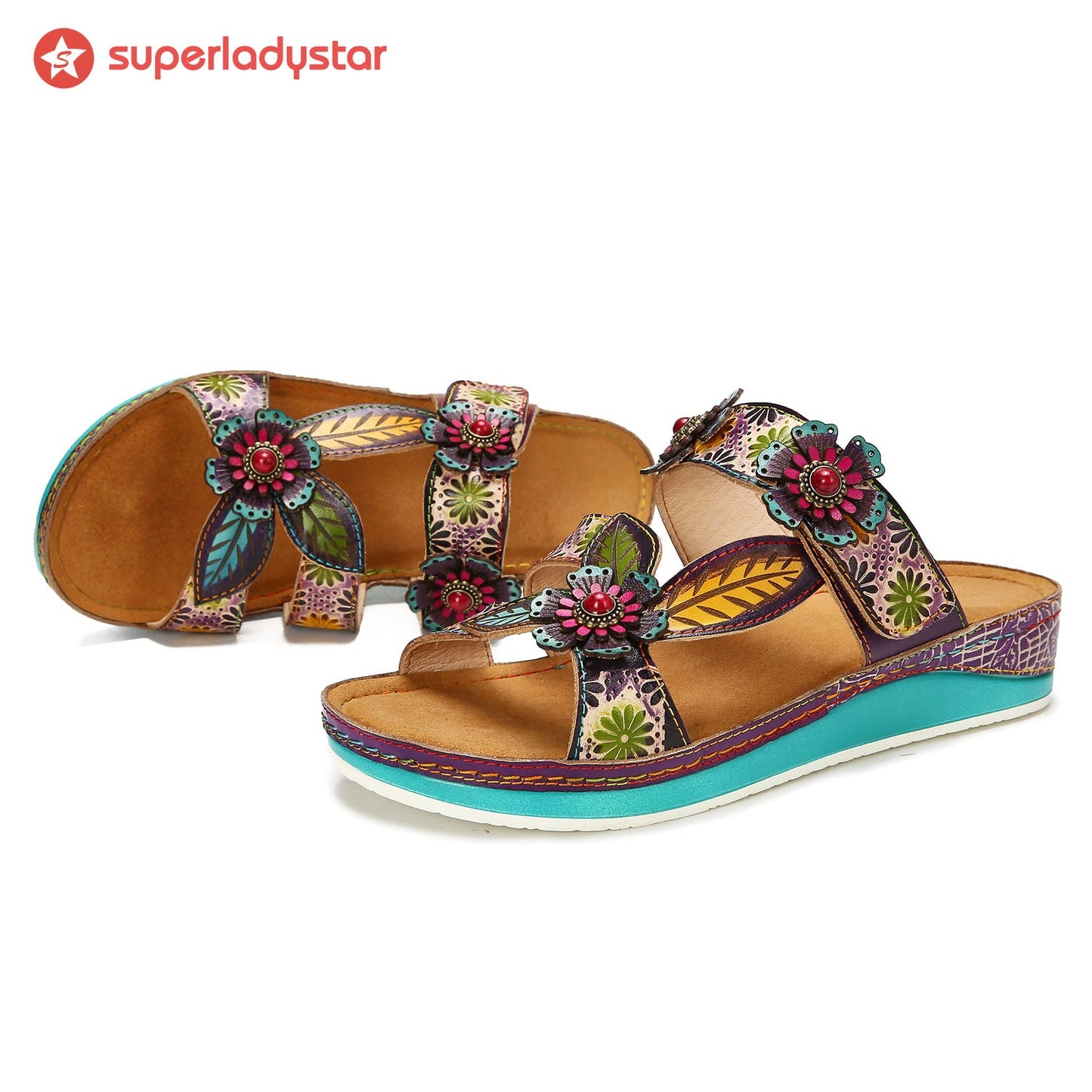 Printed Leather Handmade Sandals