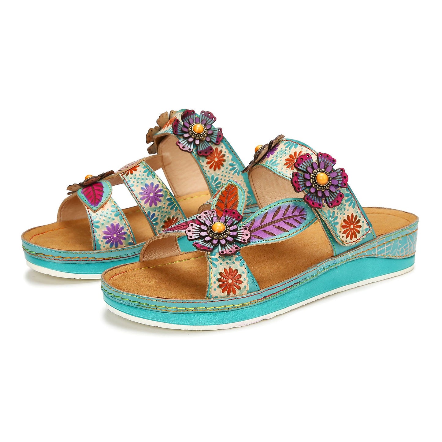 Printed Leather Handmade Sandals