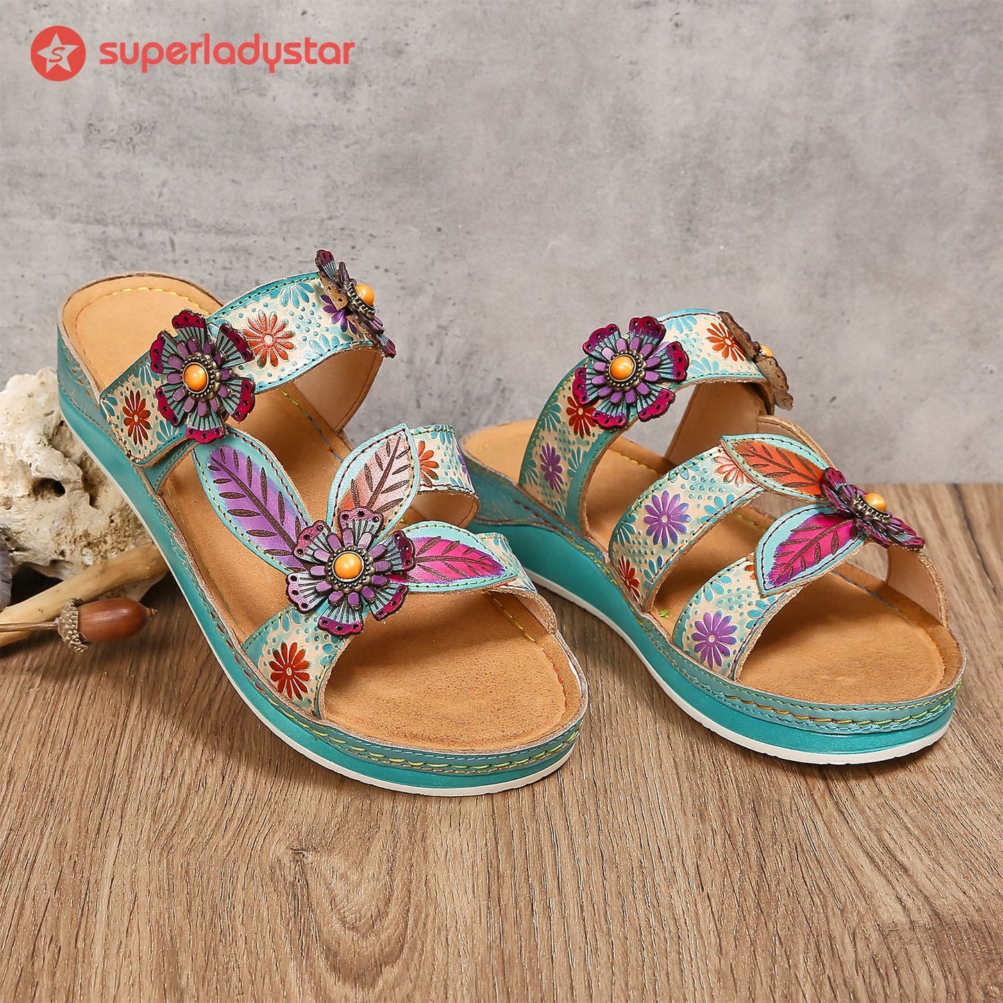 Printed Leather Handmade Sandals