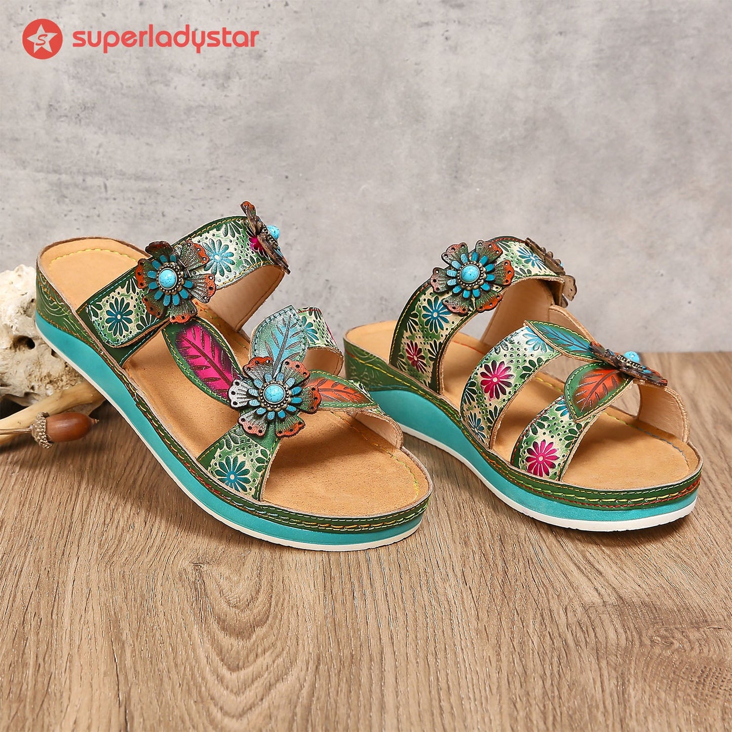 Printed Leather Handmade Sandals