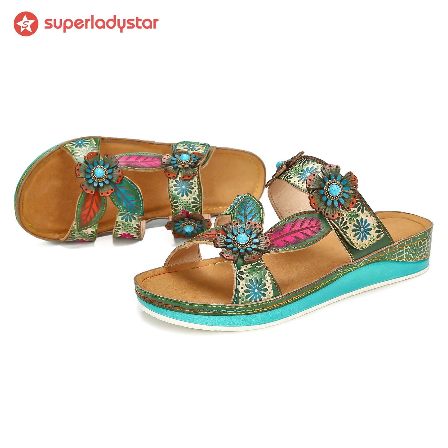 Printed Leather Handmade Sandals