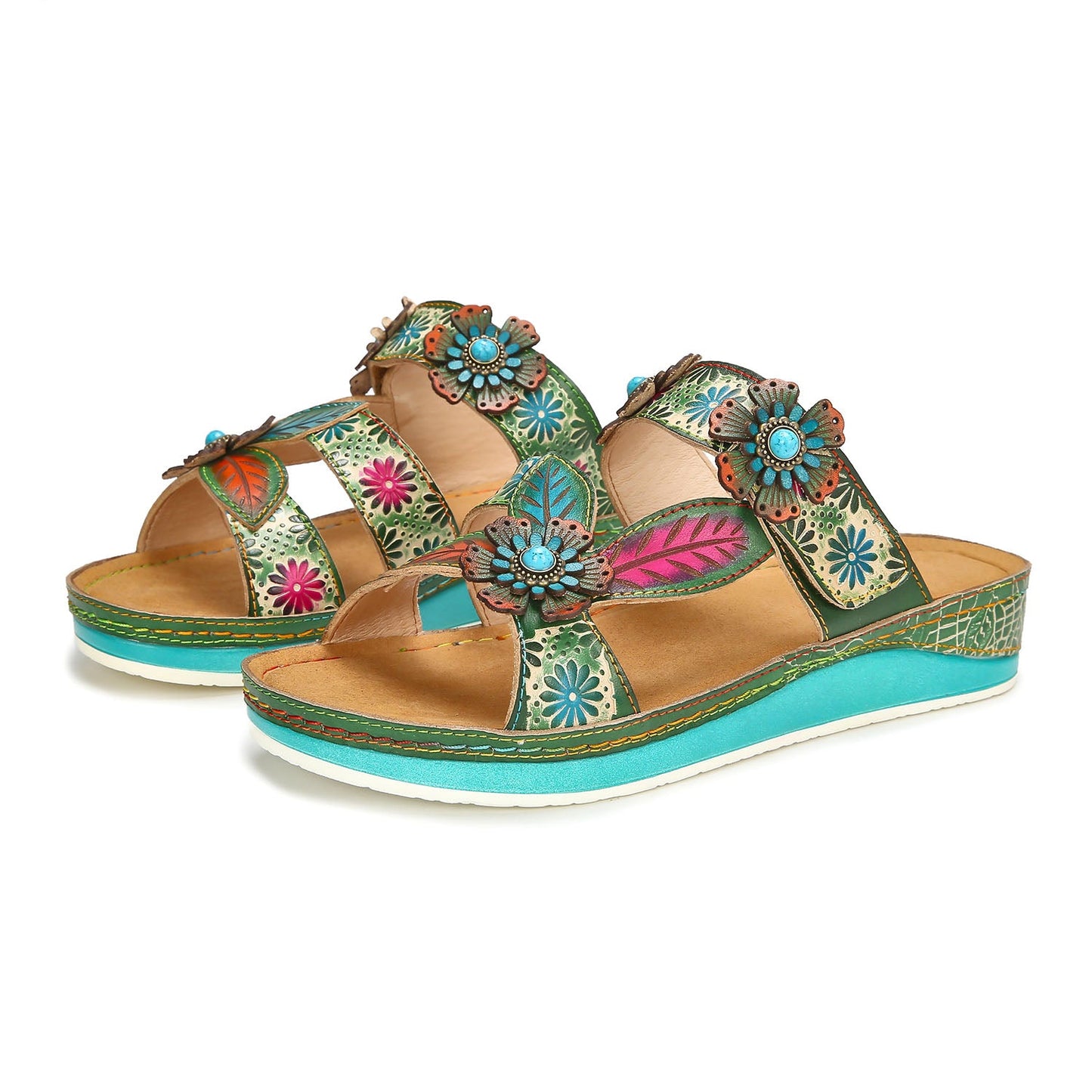 Printed Leather Handmade Sandals