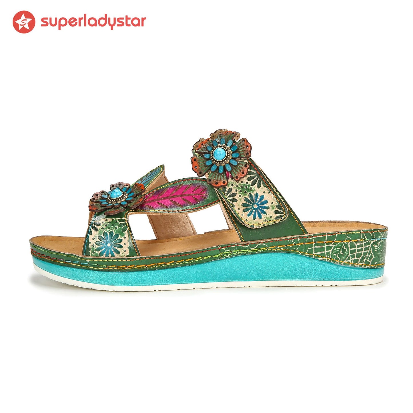 Printed Leather Handmade Sandals