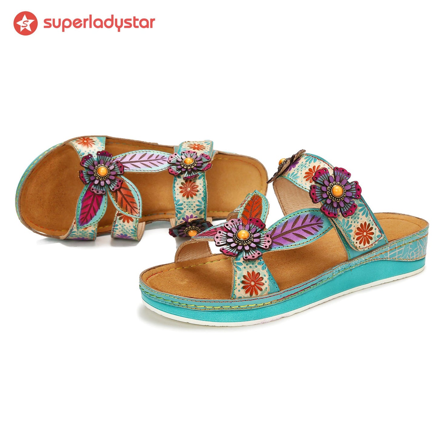 Printed Leather Handmade Sandals