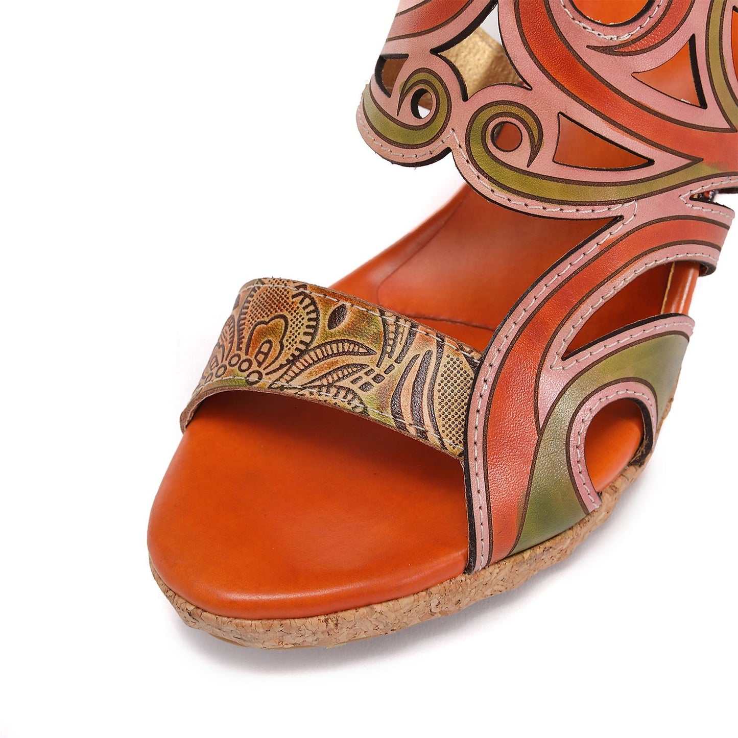 Leather Hand Painted Hollow Sandals