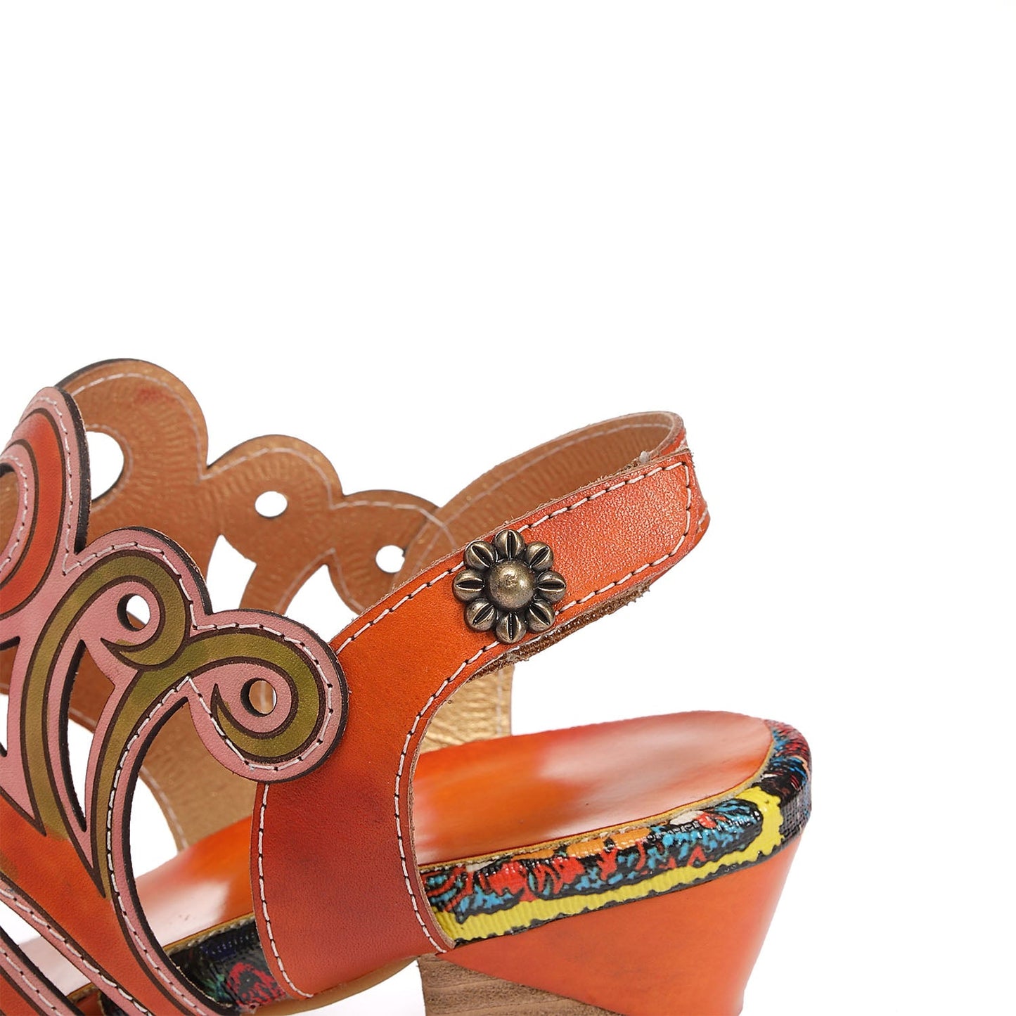 Leather Hand Painted Hollow Sandals