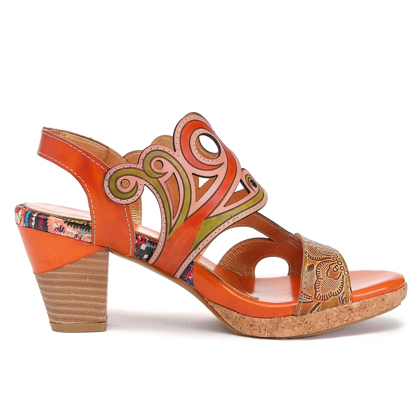 Leather Hand Painted Hollow Sandals